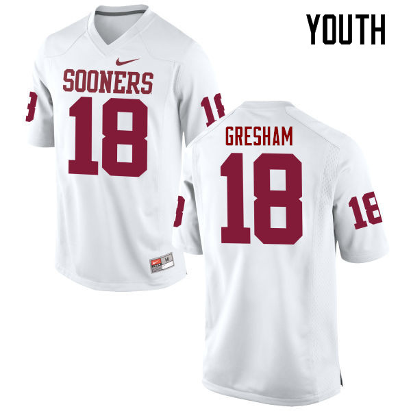 Youth Oklahoma Sooners #18 Jermaine Gresham College Football Jerseys Game-White - Click Image to Close